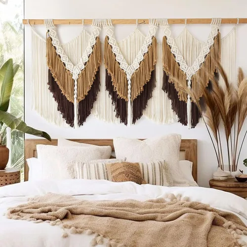 Vista 8 de IOWER Decoración de pared de macramé, 75 pulgadas de ancho x 35 pulgadas de largo, macramé extra grande para colgar en la pared, artesanía