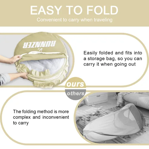 Vista 8 de Funda para cuna para evitar que el bebé salga, tienda de campaña para cuna con marco resistente, malla suave y red transpirable para cuna, tienda