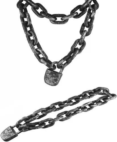 Vista 4 de Cadenas de Halloween cadenas de plástico con candado, 1 pieza, para Halloween, Navidad, decoración de fiesta de carnaval, accesorios de cosplay