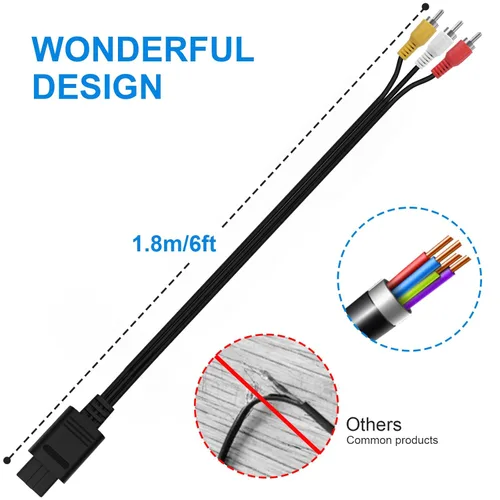 Vista 6 de 2 cables AV N64, N64 AV a HDMI, cable de audio y video AV compatible con Nintendo 64 N64, Gamecube GC, Super Nintendo SNES, accesorios de consola