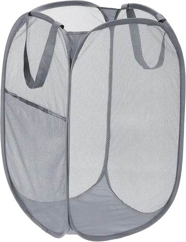 Vista 8 de PATIKIL Cesta de malla para lavandería, bolsa plegable con asas para lavandería, viajes, color beige