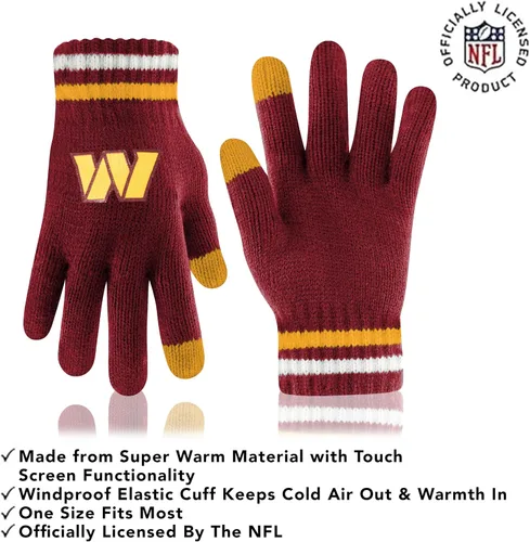 Vista 12 de Ultra Game Adults NFL Official Super Soft Team Stripe Winter Beanie Knit Hat with Extra Warm Touch Screen Gloves