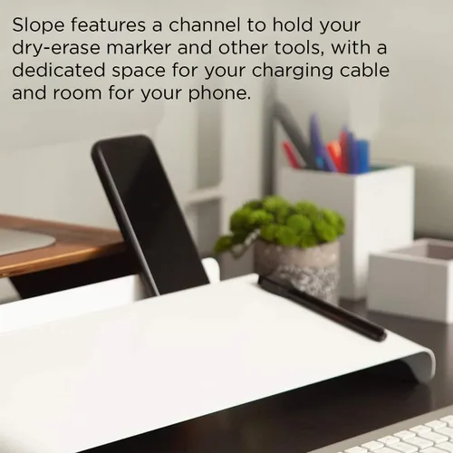 Vista 5 de FluidStance Slope Desktop Dry Erase Computer to-Do Board, Dry Erase Surface, Solid Steel with White Surface (White, Medium)