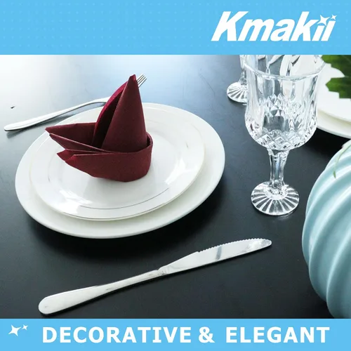 Vista 4 de KMAKII Servilletas de cena desechables color burdeos con tacto de lino, servilletas de papel de alta calidad, ideales para restaurantes, eventos