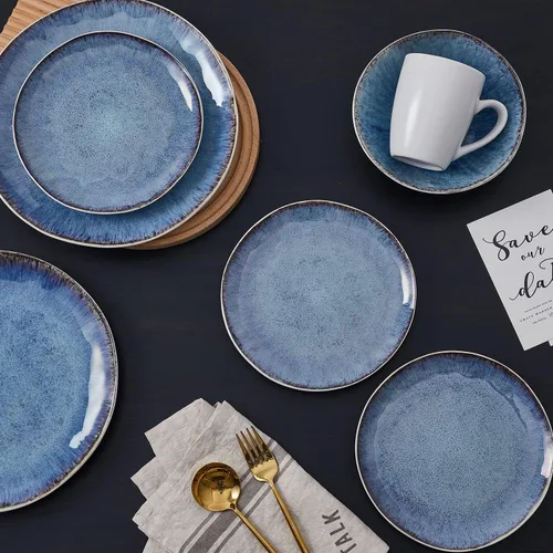 Vista 2 de Stone lain Romy - Juego de vajilla de cerámica, servicio de 32 piezas para 8, color azul