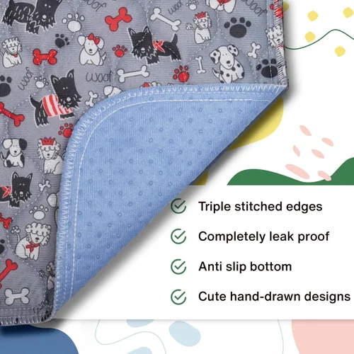 Vista 4 de Caldwell's Pet Supply Co. Almohadillas para orinal de 18 x 24 pulgadas, almohadillas lavables para orina para perros, tapete reutilizable para orina