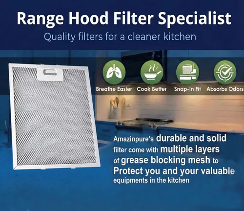 Vista 5 de W10169961A - Filtro de grasa de campana de rango independiente de 10.5 x 12 pulgadas (10.512 x 12.008 in) compatible con Whirlpool Range