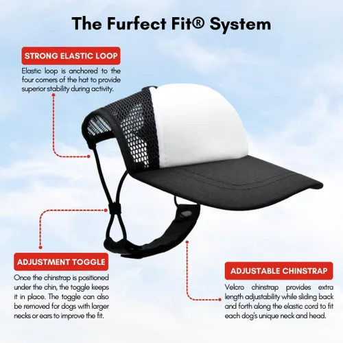 Vista 2 de DIY PupLid Trucker Hats (negro/blanco, XXS) - Sombrero de perro personalizable, lona en blanco para diseño personalizado, ajustable, protección