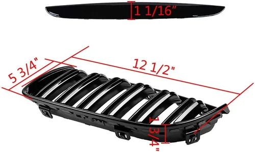 Vista 2 de CORP 2X - Rejilla de riñón para capó delantero, color negro brillante, doble línea, compatible con BMW E90 E91 Pre-Facelift