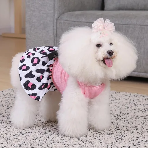 Vista 17 de CuteBone Vestido de malla para perro, vestido de Halloween para cachorros, traje de verano para mascotas, moda de verano para perros pequeños, ropa