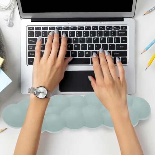 Vista 7 de Reposamuñecas Cloud para teclado de computadora, teclado de piel sintética, bonita almohadilla de muñeca para teclado, soporte de muñeca