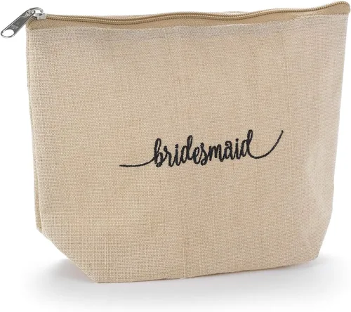 Vista 6 de Hortense B. Hewitt Accesorios de boda forrado yute natural bolsa de cosméticos, 10 x 7 pulgadas, suya Hers