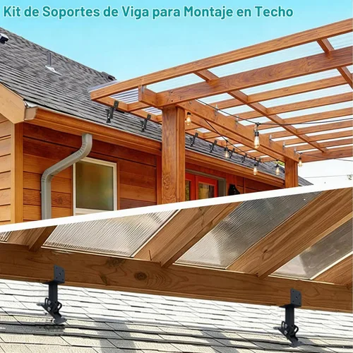 Vista 5 de 1 soporte de techo para montaje en techo, soportes de techo de pérgola, accesorios de montaje de silla de montar negros resistentes para pérgola