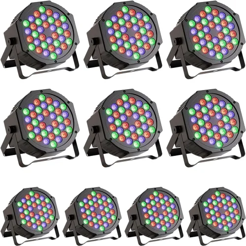Vista 11 de Luces LED Par de 36 luces LED de escenario, 9 modos RGB DJ luces con control remoto activado por sonido y control DMX DJ Uplighting para fiesta
