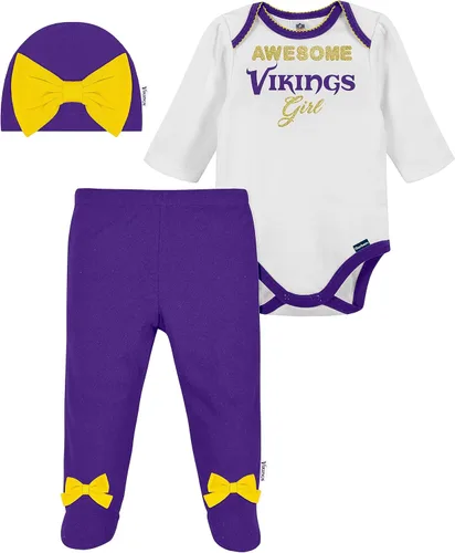 Vista 8 de NFL Conjunto de enterizo, pantalón con pies y gorro de 3 piezas para bebé niña