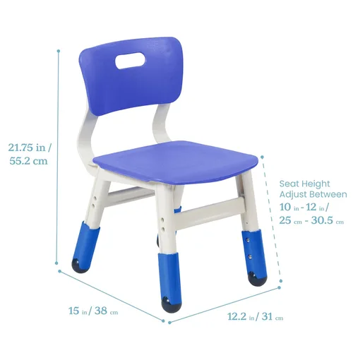 Vista 3 de ECR4Kids Silla ajustable para aula, asientos flexibles, color azul, paquete de 2