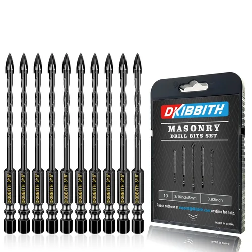 Vista 19 de Juego de 5 brocas para hormigón de mampostería de 1/2 pulgada para azulejos, ladrillos, vidrio, madera, plástico, punta de carburo de tungsteno