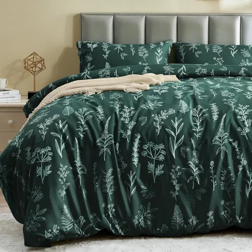 Vista 26 de MUXHOMO - Funda de edredón tamaño Queen, juego de funda de edredón reversible floral gris con cierre de cremallera, 3 piezas, juego de ropa de cama