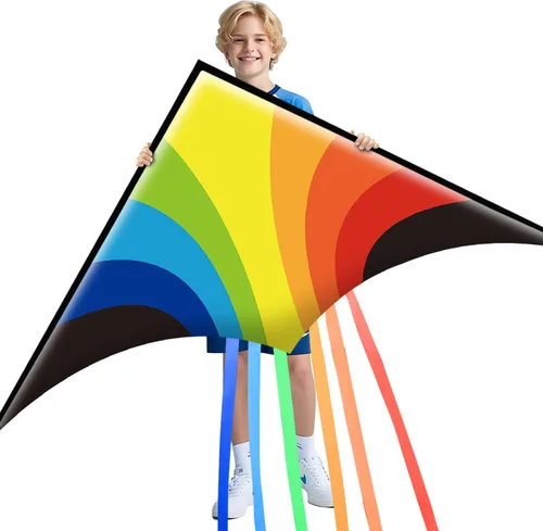 Vista 7 de Xida Kites for Kids Ages 4-8 8-12 Easy to Fly, Large Beach Kites for Adults 3 Pack Delta