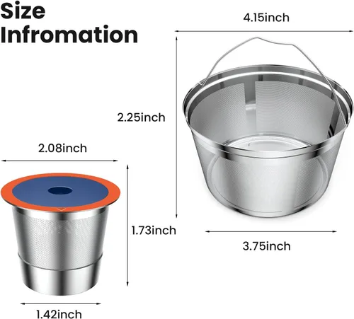 Vista 2 de Filtro de Café Reutilizable para Keurig K Duo, Cesta Reutilizable de Acero Inoxidable de 8-12 Tazas para K-Duo Essentials y Cafeteras K Duo, Paquete
