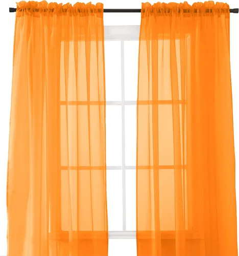 Vista 22 de Cortina de 2 paneles, de Elegant Comfort®, traslúcida para ventana, con dobladillo para barra de 2 pulgadas, para decorar Blanco