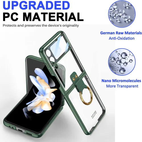 Vista 3 de Miimall Funda para teléfono Samsung Galaxy Z Flip 4, Z Flip 4 con anillo + protector de pantalla de vidrio templado, funda protectora delgada