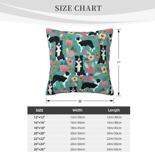 Vista 2 de Fundas de almohada decorativas de 18 x 18 pulgadas, fundas de almohada de doble cara para sofá, Border Collie Florals, fundas de almohada de felpa