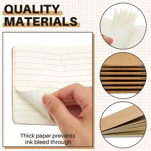 Vista 3 de Outus 90 cuadernos pequeños a granel de 2.5 x 4 pulgadas, cuadernos pequeños de papel de estraza de bolsillo de tapa suave para regalos Marrón
