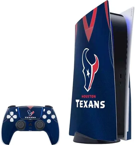 Vista 13 de Skinit Calcomanía para juegos compatible con PS5 Bundle – Diseño oficial de NFL Houston Texans en blanco y negro