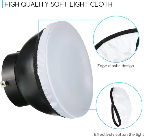 Vista 3 de 4 Pieces Diffuser Lamp Sock Soft Cover 7 Inches/ 18 cm Standard Cloth Diffuser Light Sock Lampshade Reflector Lamp for Strobe Flash Light