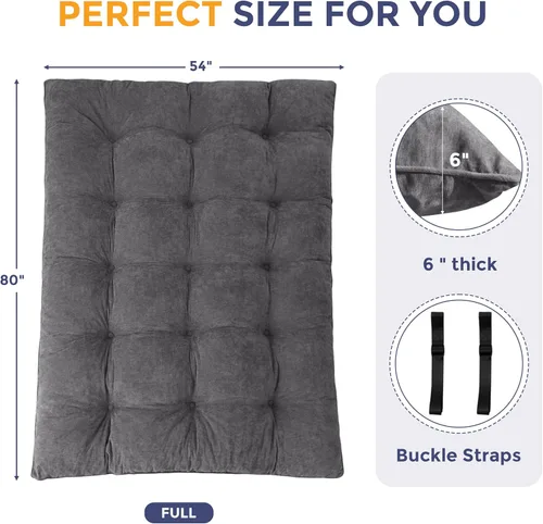 Vista 2 de MAXYOYO Colchón japonés de suelo tamaño completo, colchón futón plegable de 6" con mechones que se enrolla como cama de suelo, almohadilla