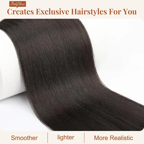 Vista 2 de Flufymooz Extensión de cola de caballo, cola de caballo recta de 22 pulgadas de largo, cola de caballo sintética, cola de caballo falsa, extensiones