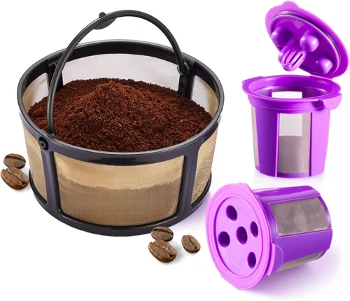 Vista 11 de PureHQ - Jarra de filtro de café molido de malla reutilizable para cafeteras Keurig K-Duo Essentials y K Duo, con 2 cápsulas K recargables por