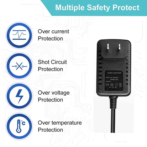 Vista 2 de Adaptador de 12 V CA para el hogar, cargador de alimentación compatible con Snailax, Etekcity, EAshuhe, Elf azul, PerkyPack - Masajeador de espalda