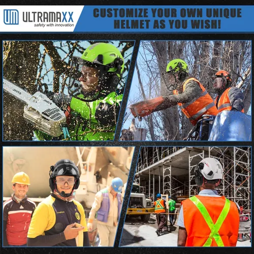 Vista 7 de Safety Helmet with Built-in Visor Ear Muffs Kits, Hard Hat with Vented Design, ANSI Z89.1 Certified, Ideal for Industrial and Construction