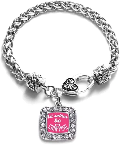 Vista 187 de Pulsera de dijes cuadrados de plata con joyería de circonita cúbica
