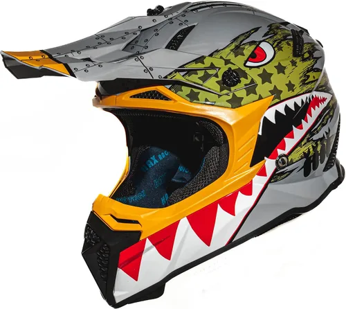 HAX Havoc Fullface - Casco todoterreno para adultos, ATV Motorcross, moto de nieve, ligero, duradero y certificado por DOT para seguridad Spitfire