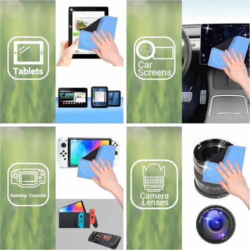 Vista 6 de Paños de limpieza de microfibra, paquete de 10, 6.6 x 6.2 pulgadas, paños de limpieza de doble cara, paño de microfibra y gamuza para teléfonos