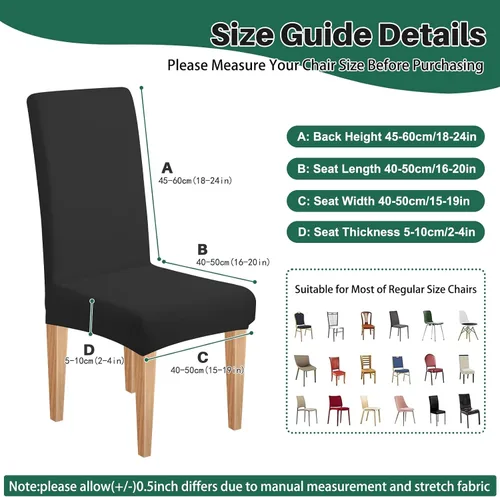 Vista 5 de Dioxide Fundas de Silla de Alto Estirar para Sillas de Comedor, Juego de Fundas de Silla de Comedor Lavables de 4, Fundas de Asiento de Silla