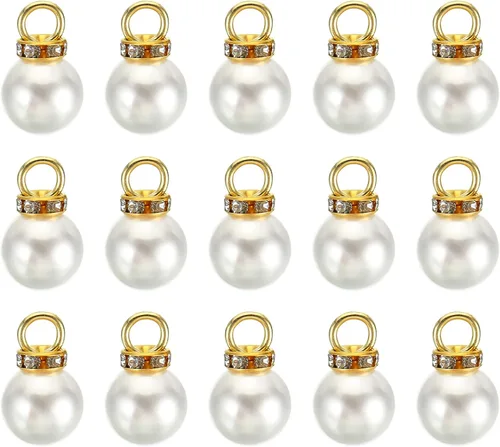 Vista 22 de PATIKIL 100 cuentas de perlas de perlas de imitación con diamantes de imitación DIY para hacer joyas, pulseras y aretes Plateado blanco