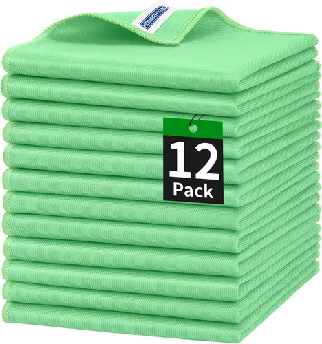 Vista 9 de Paño de limpieza de microfibra – Paquete de 6 paños de limpieza de lentes, trapos de limpieza de ventanas de 16 x 14 pulgadas, paños de pulido sin