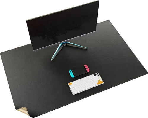 Vista 20 de MAIDERN Tapete de escritorio XXL de corcho y cuero, de 47.2 x 23.6 pulgadas, protector reversible para mouse de escritorio completo (negro)