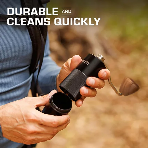 Vista 7 de COLETTI Molinillo de café manual Crag – Molinillo de café manual – Molinillo de mano de precisión de fresas CNC, resistente para viajes, camping