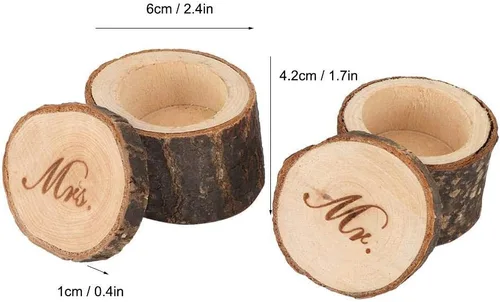 Vista 2 de AUNMAS Caja de recuerdos de boda, baúl de almacenamiento de memoria de madera para joyas, anillos, regalo rústico grabado para aniversario