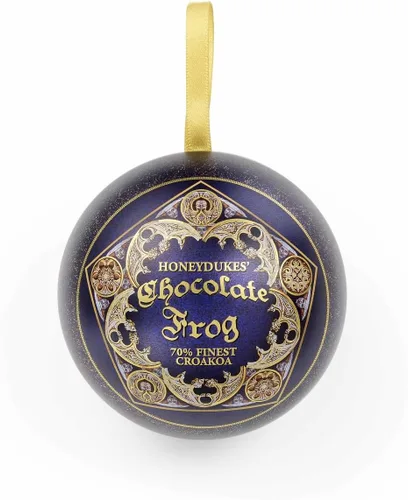 Vista 2 de Adorno de Navidad oficial de Harry Potter de rana de chocolate con insignia de alfiler, Estaño, Sin gemas.