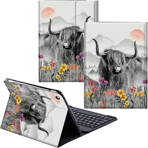 Vista 45 de Funda para Samsung Galaxy Tab S6 Lite 2022/2020 Teclado inalámbrico desmontable y cubierta de soporte de piel sintética Funda protectora