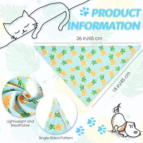 Vista 2 de Weewooday Pañuelo grande para perro, bufanda de verano para perro, bufanda triangular hawaiana, ajustable, lavable, pañuelo para mascotas