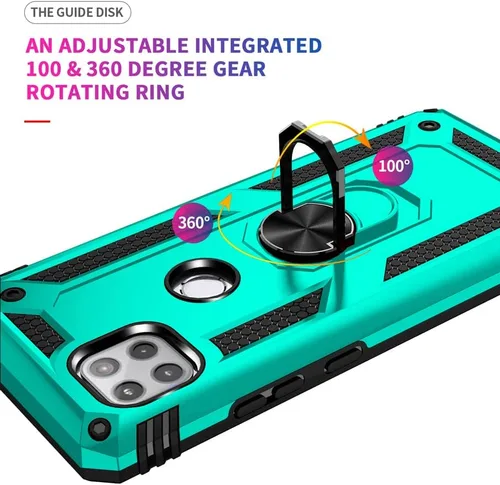 Vista 5 de Funda para teléfono Motorola One 5G Ace, con protector de pantalla HD, [grado militar] anillo de montaje en coche con soporte híbrido