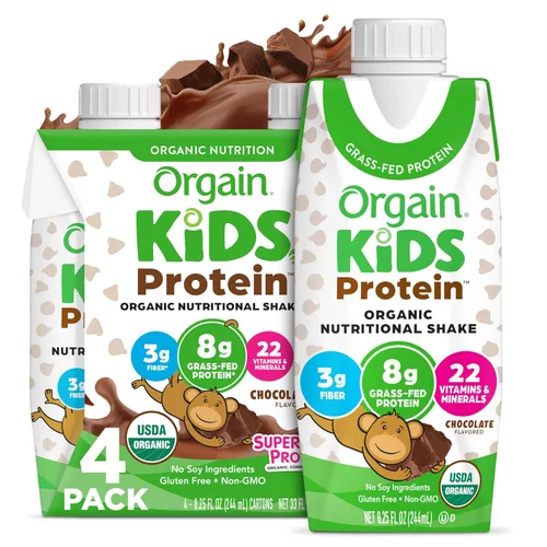 Orgain Organic Kids Dairy - Batido de proteínas de 0.28 oz, chocolate