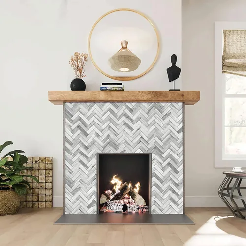 Vista 5 de STICKGOO Protector contra salpicaduras de espiga para despegar y pegar, 10 hojas de aspecto gris mármol para decoración de pared de cocina, azulejos